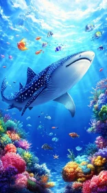 Underwater World with Whale Shark and Coral Reef