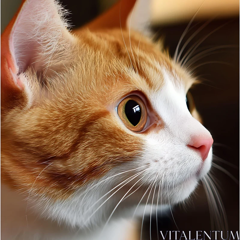 Ginger and White Cat in Profile AI Image