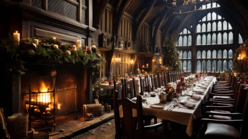 Festive Christmas Dinner in a Gothic Dining Room | Atmospheric Skies