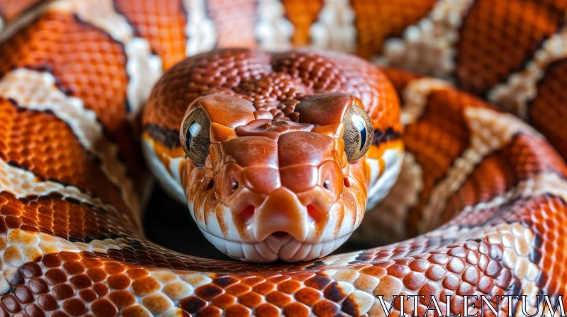 Orange and Brown Corn Snake Close-Up | Reptile Photography AI Image