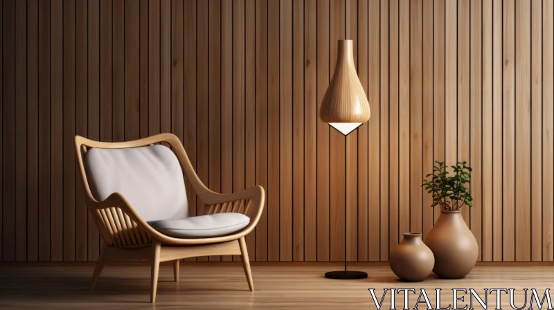 Realistic Interior Design with Wooden Elements AI Image