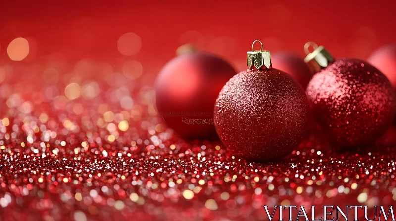 Glittery Red Holiday Decoration AI Image