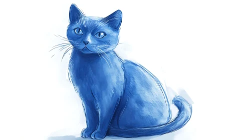 Graceful Blue Cat Illustration