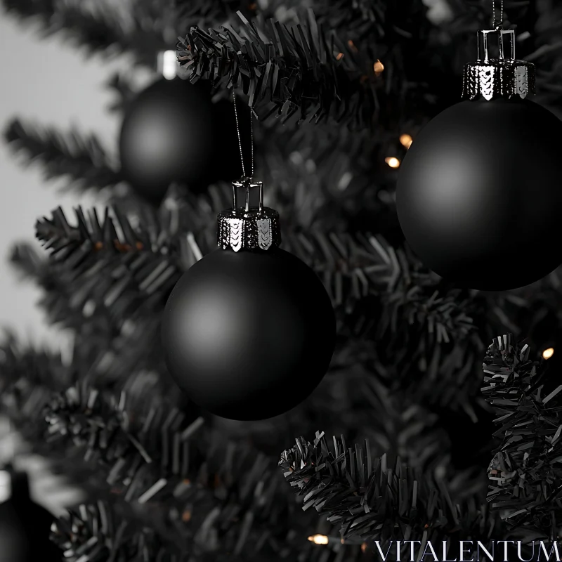 Sophisticated Black Christmas Tree Decorations AI Image