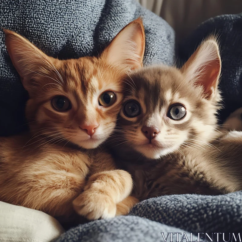 Cute Kittens Cuddling Close-Up AI Image