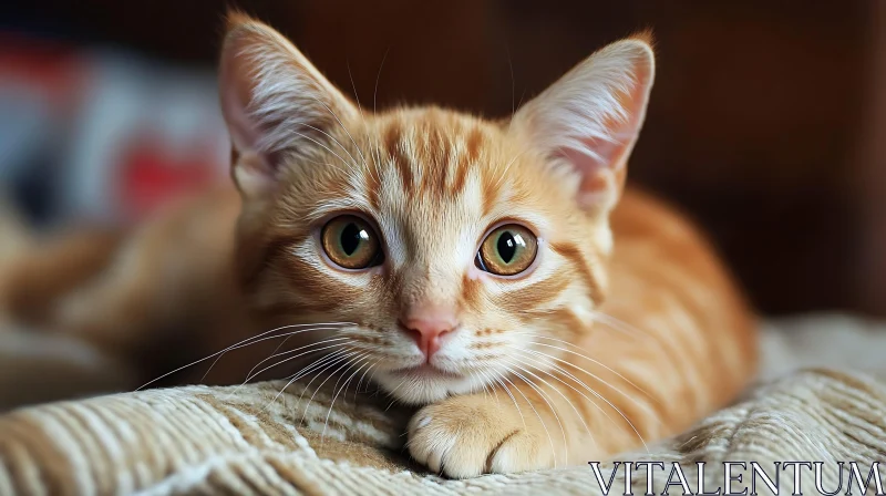 Charming Ginger Kitten Resting Comfortably AI Image