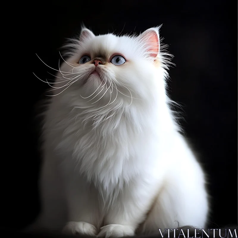 Fluffy White Feline Portrait AI Image