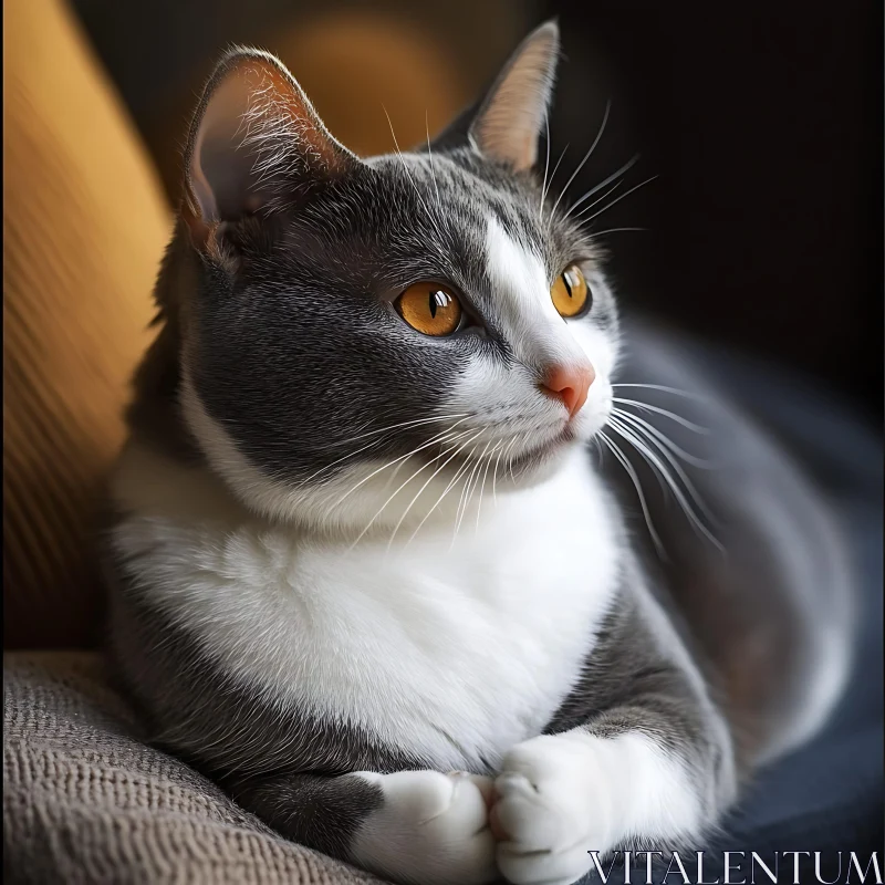 AI ART Elegant Feline with Amber Eyes in Profile