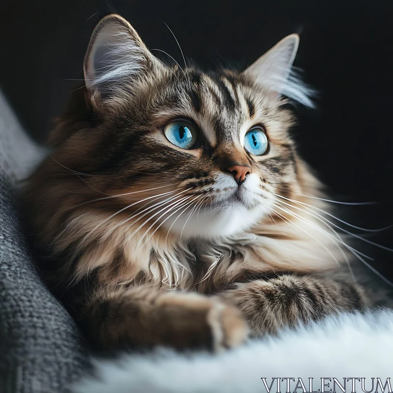 Tabby Cat With Blue Eyes AI Image