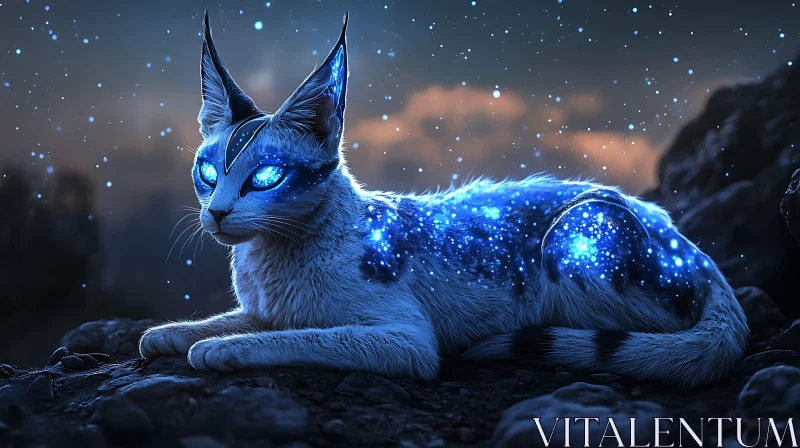 Ethereal Cat with Sparkling Fur AI Image