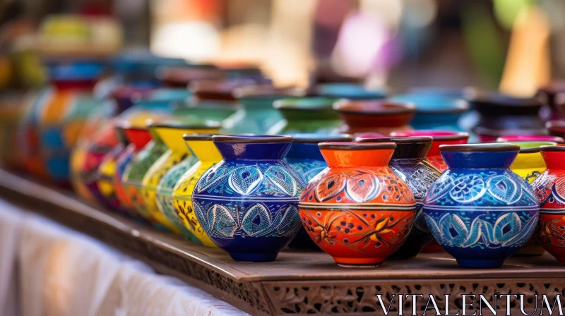 Vibrant Handcrafted Pottery | Colorful Drawings and Arabesque Patterns AI Image