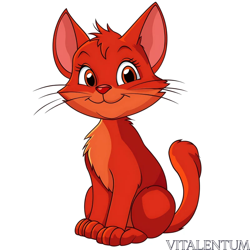 Cute Orange Cartoon Cat AI Image