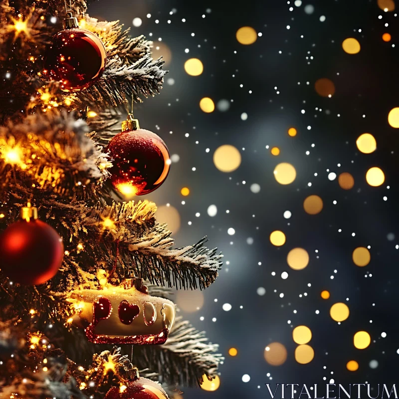 Festive Christmas Tree Adorned with Decorations AI Image