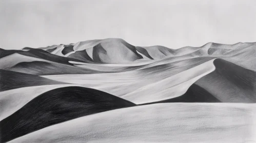 Grayscale Hills and Valley Art