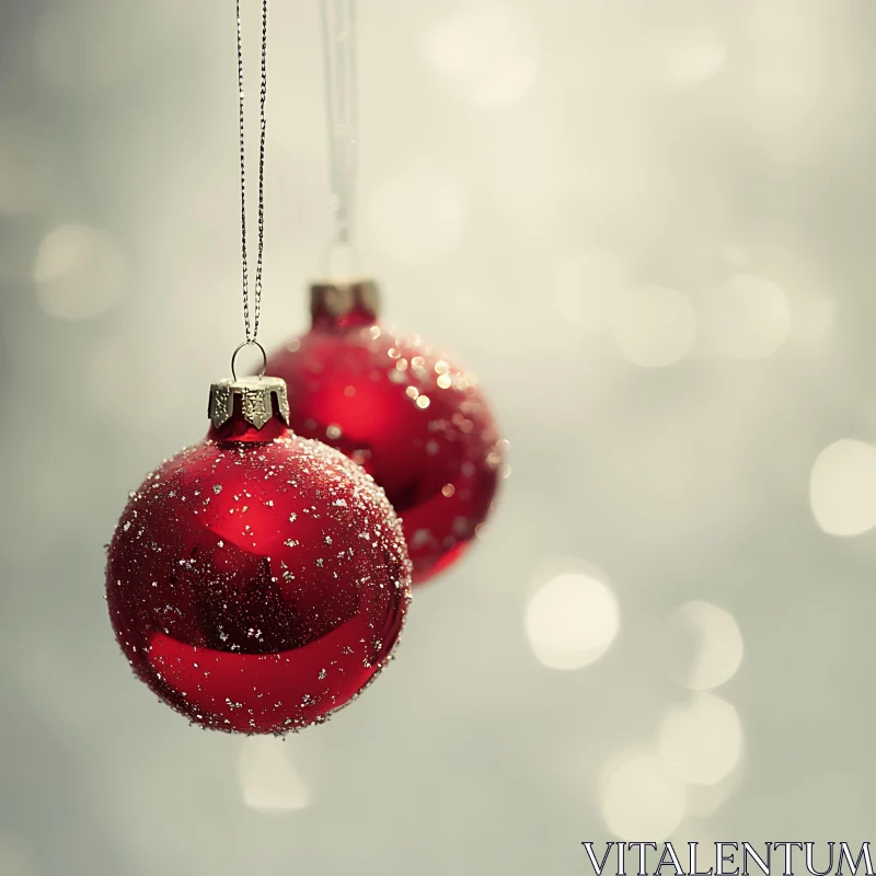 Holiday Red Baubles with Glitter Dust AI Image