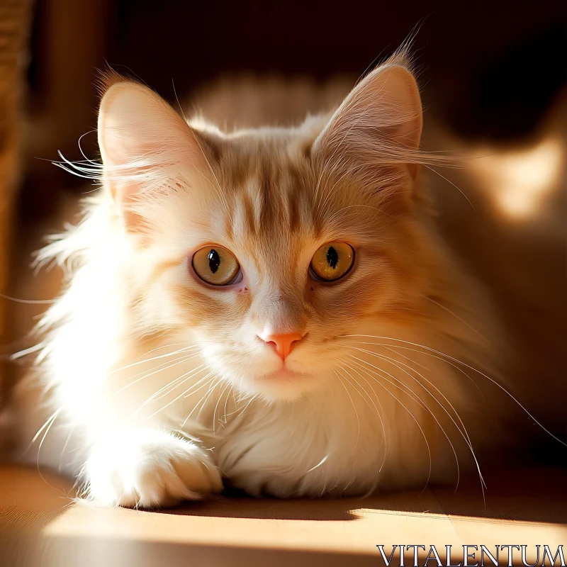 Fluffy Ginger Cat in Soft Sunlight AI Image