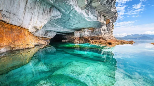 Serene Blue Cave and Reflective Waters