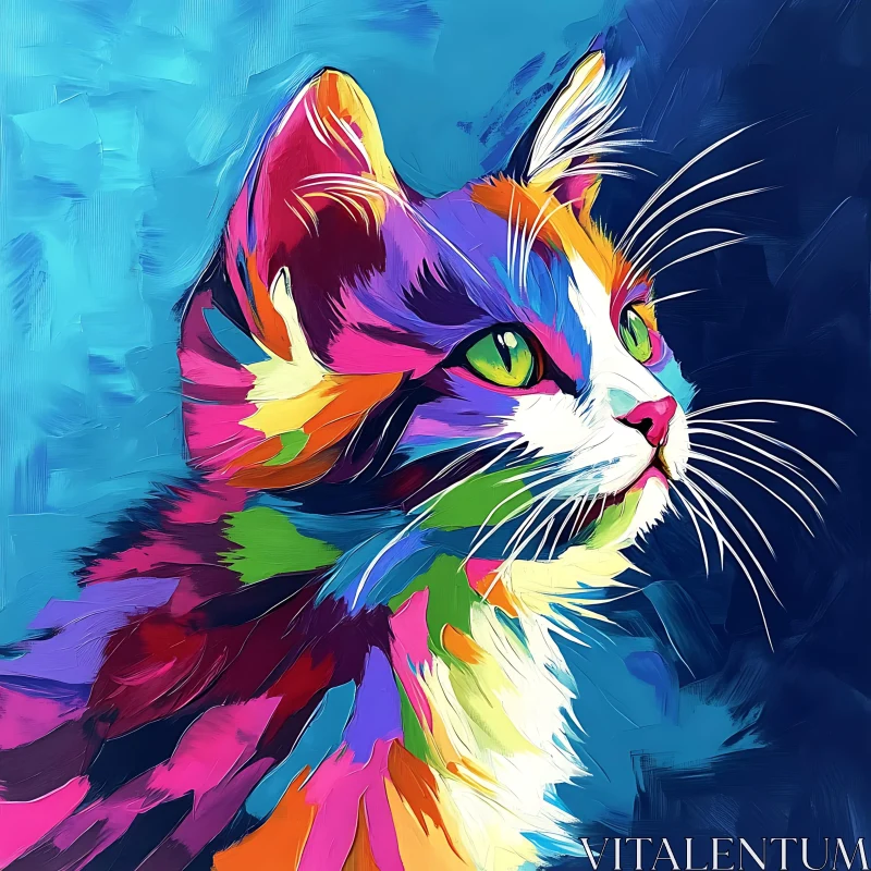 Vibrant Cat Art in Abstract Style AI Image