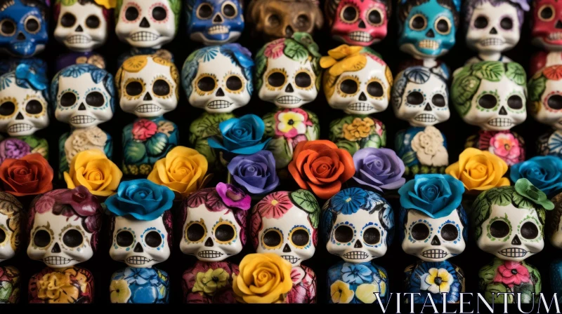 Colorful Sugar Skulls: A Captivating Display of Pop Art AI Image