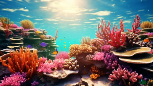 Colorful Underwater Scene with Corals - Photorealistic Renderings