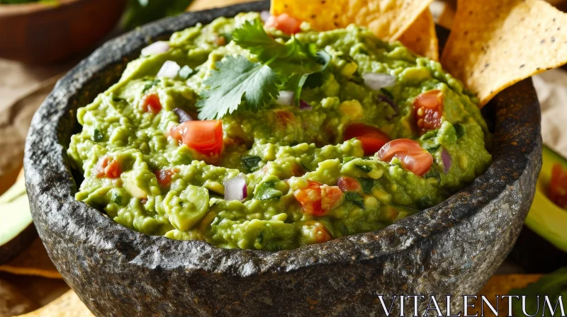 Delicious Guacamole with Tortilla Chips | Close-up Food Photography AI Image