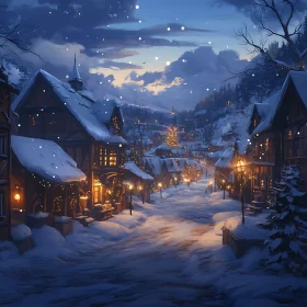 Winter Wonderland Village at Night