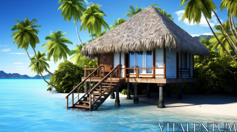 AI ART Exquisite Thatched Cottage on the Ocean - A Realistic Rendering
