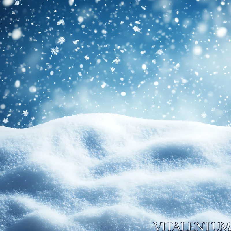 Serene Winter Snowfall AI Image