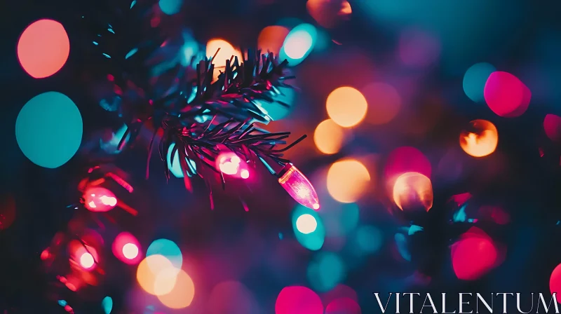 AI ART Vibrant Christmas Tree Lights with Bokeh