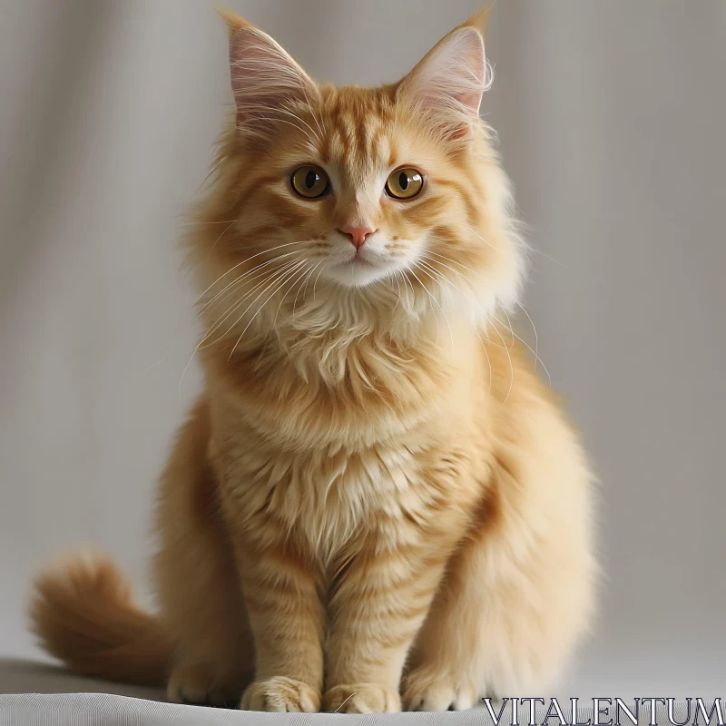 Fluffy Ginger Cat Portrait AI Image