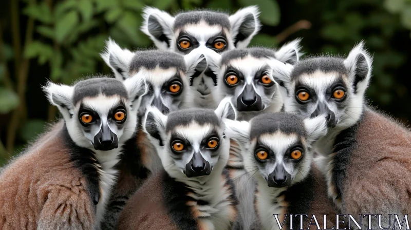 Group of Lemurs in a Forest - Enchanting Wildlife Photography AI Image