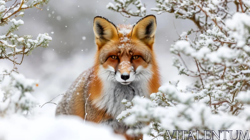 Red Fox in Snow - Captivating Winter Wildlife Image AI Image