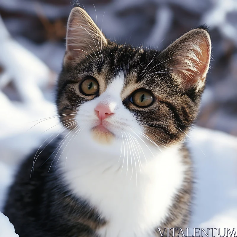 Adorable Winter Cat Portrait AI Image