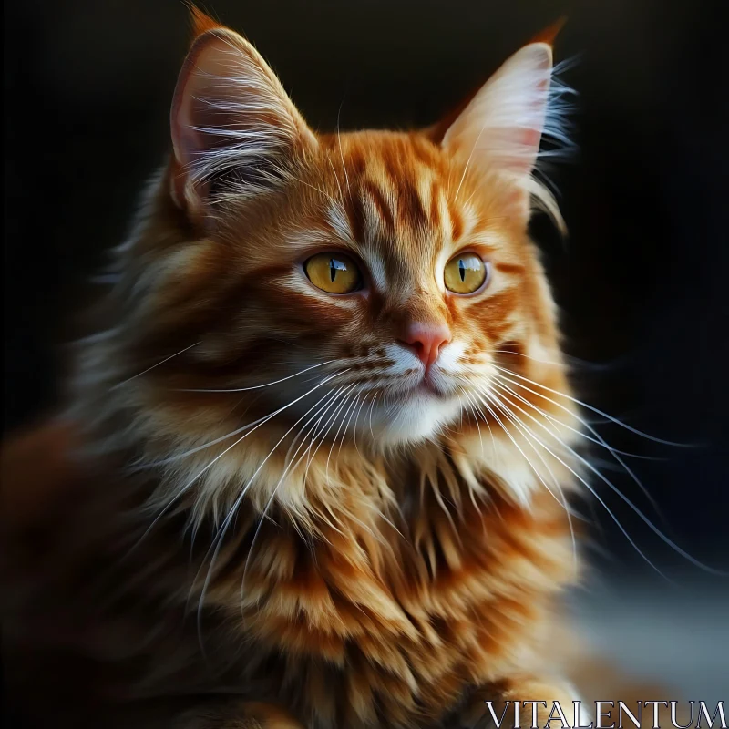 Fluffy Ginger Cat with Expressive Face AI Image