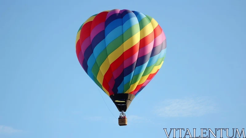 Colorful Hot Air Balloon Flight in Clear Blue Sky AI Image