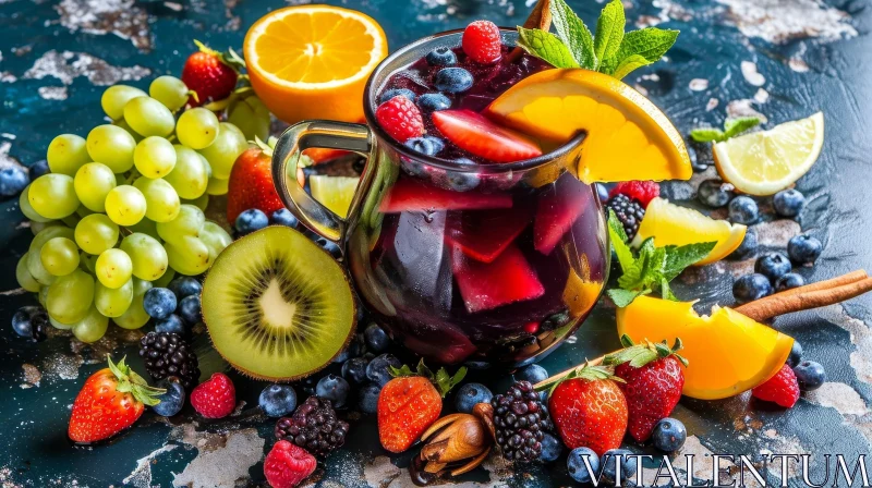 Delicious Red Wine Sangria with Fresh Fruits | Perfect for Summer Parties AI Image