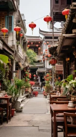 Exotic Atmosphere: Traditional Chinese Street with Lanterns