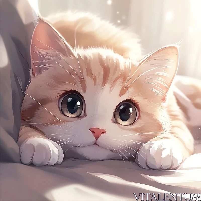 Cute Kitten Illustration AI Image