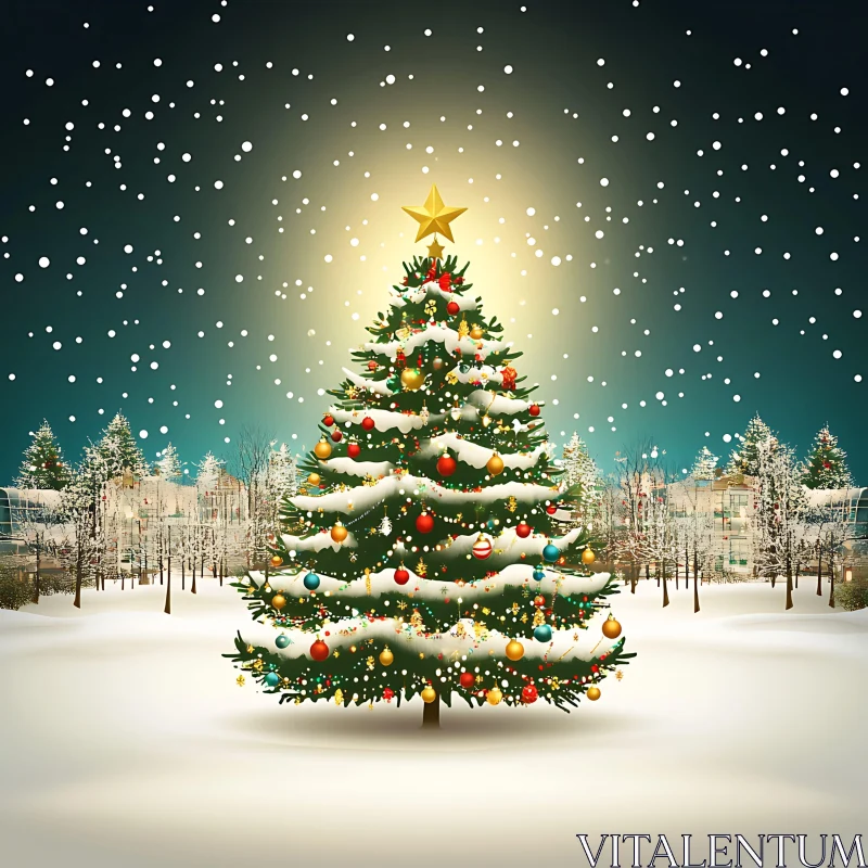 Holiday Season Christmas Tree AI Image