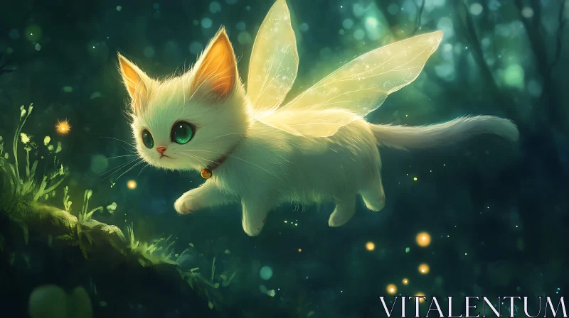 AI ART Magical Fairy Cat in Enchanted Forest