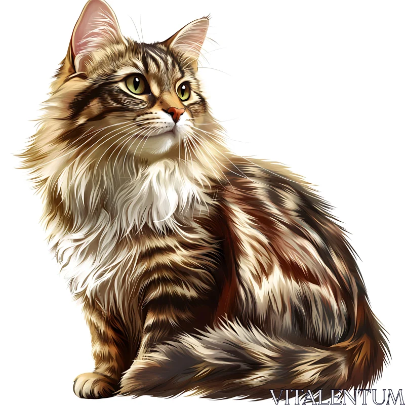 Graceful Tabby Cat with Luxurious Fur AI Image