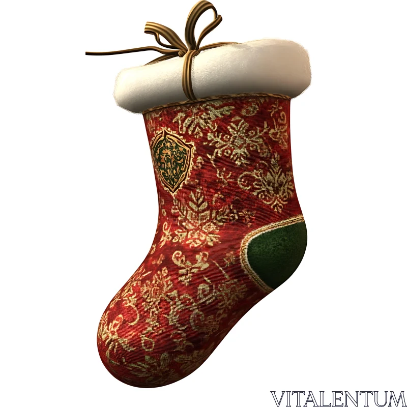 Festive Red and Gold Christmas Stocking AI Image