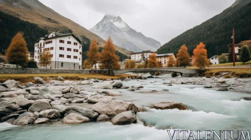 AI ART Majestic River in the Austrian Alps: Winter Landscape Photography