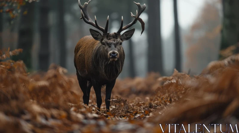 Powerful Red Deer Stag in Forest | Majestic Wildlife Photography AI Image