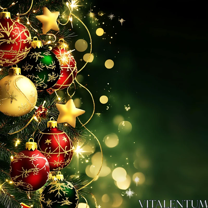 Decorated Christmas Tree with Ornaments AI Image