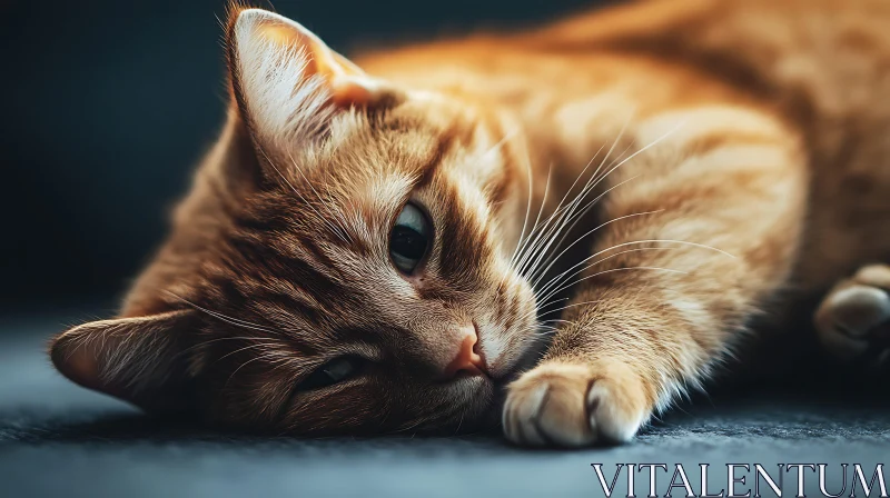 Ginger Cat Resting Peacefully AI Image