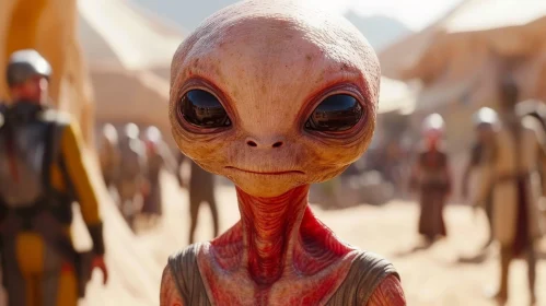 Alien Close-up in Desert - Science Fiction Encounter