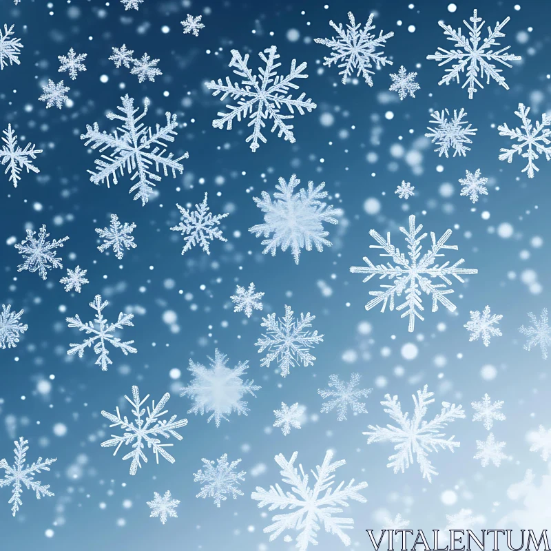 Intricately Detailed Snowflakes in Winter Scene AI Image