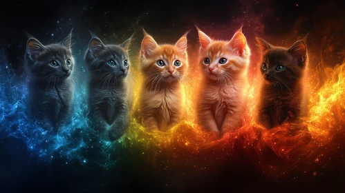 Kittens with Ethereal Cosmic Glows