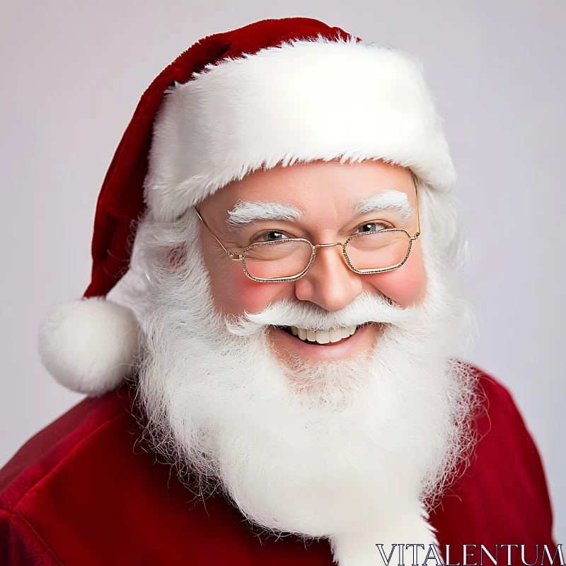 Jolly Santa Claus Smiling in Red and White AI Image